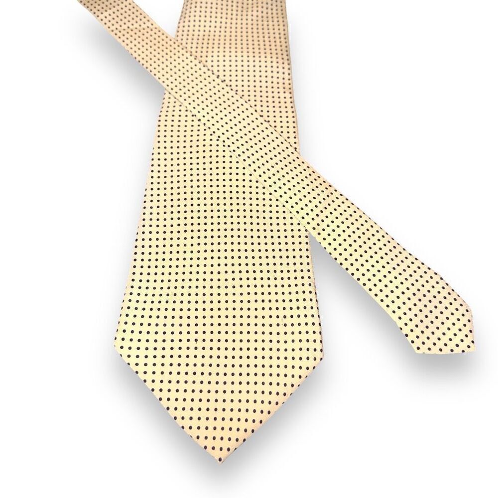 Polo Ralph Lauren Tan & Navy Polkadot Handmade in USA Tie